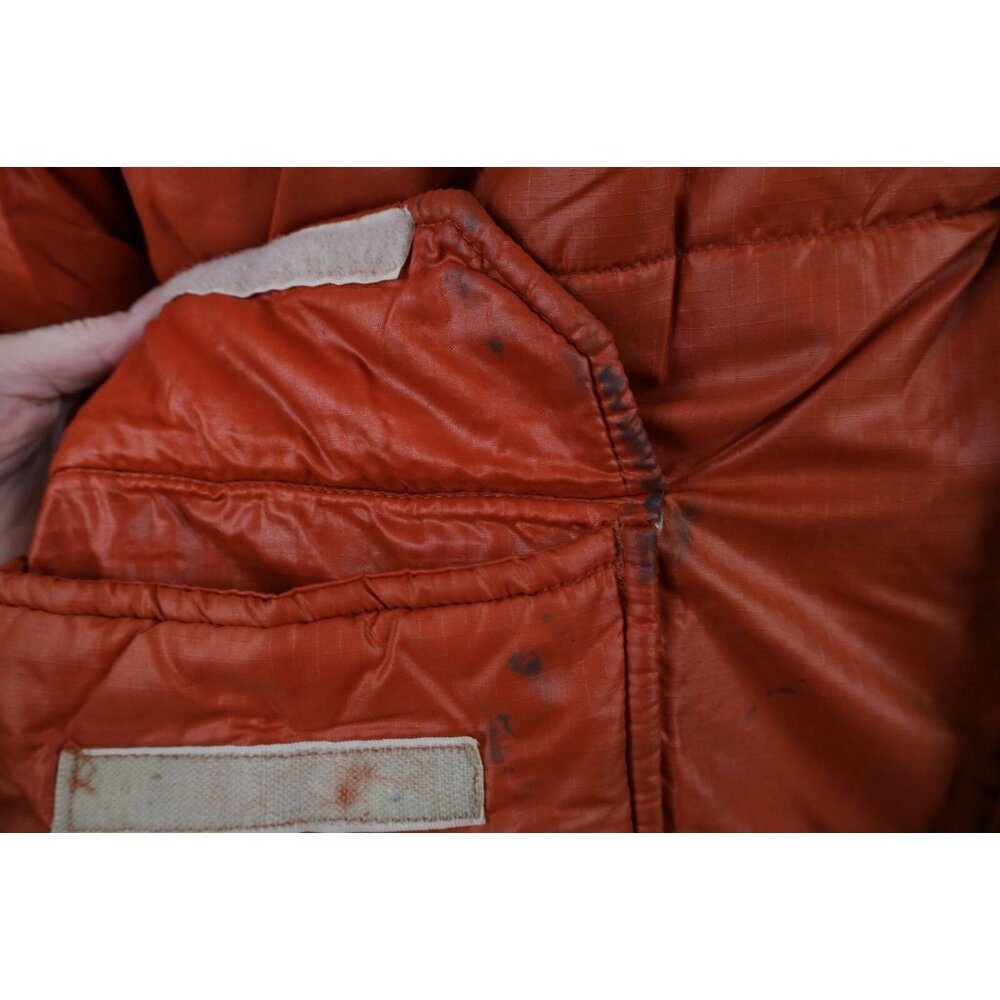 Vtg 70s Streetwear Mens XL Distressed Full Zip Winter Puffer Jacket Orange USA - Picture 5 of 16